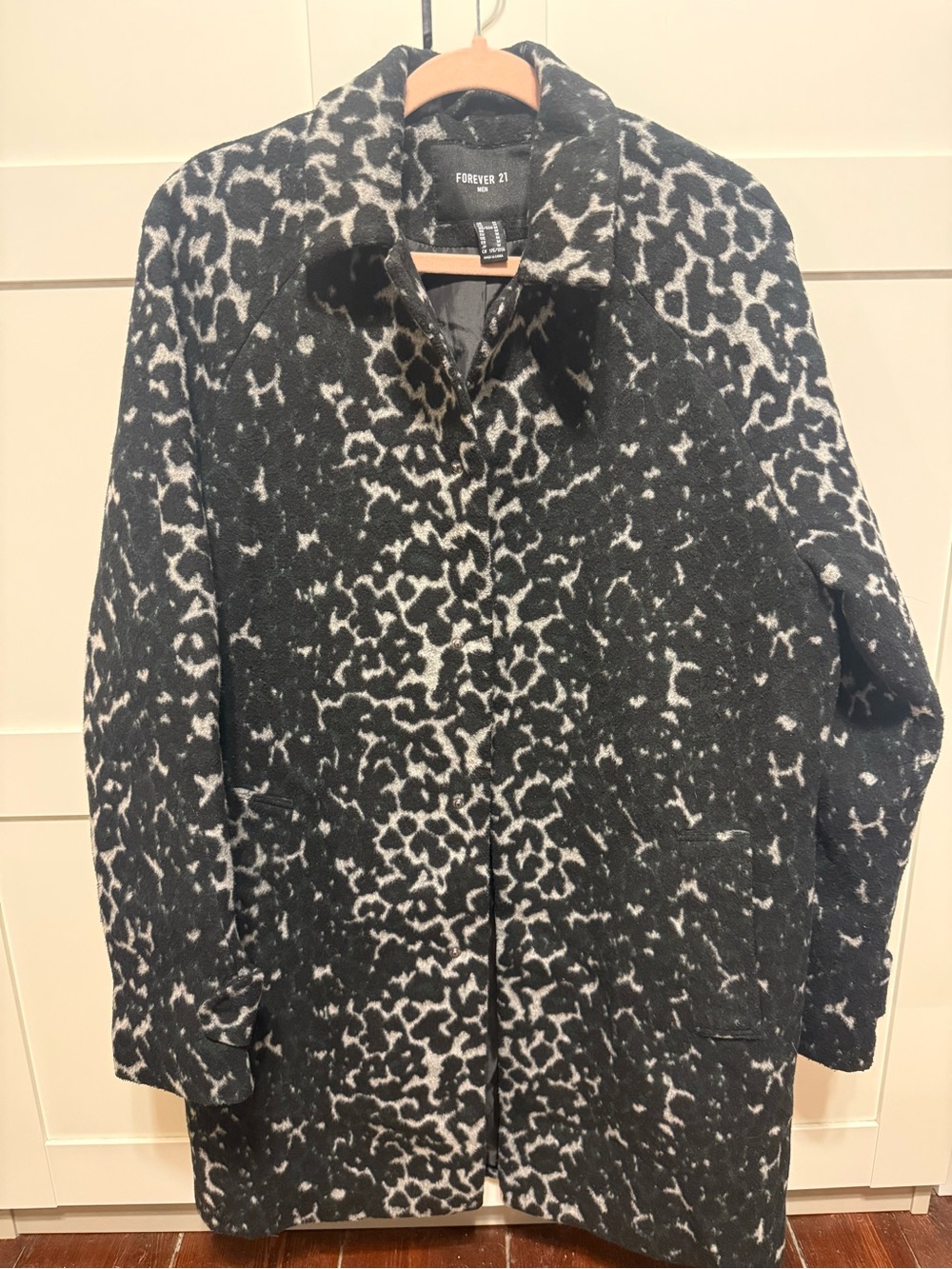 Forever 21 Men Black & Gray Patterned Coat